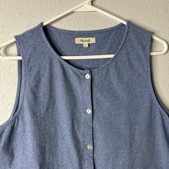 Madewell Button Front Crewneck Crop Tank Blue Size Large - Picture 3 of 7